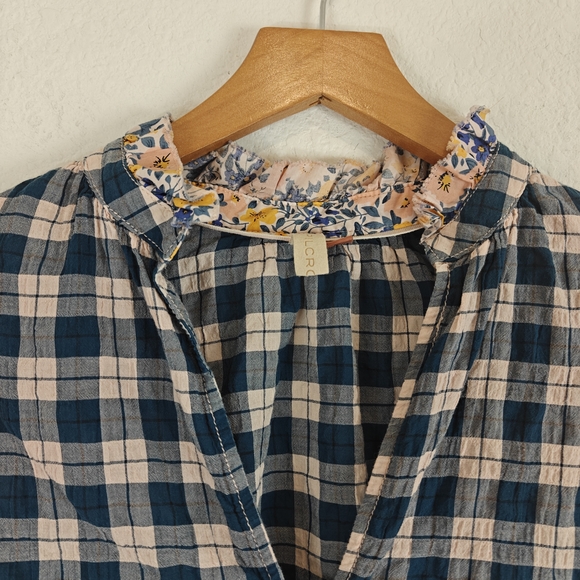 Anthropologie Pilcro Peach The Tavi Plaid Button Down Oversized Blouse Sz Small - Picture 7 of 13